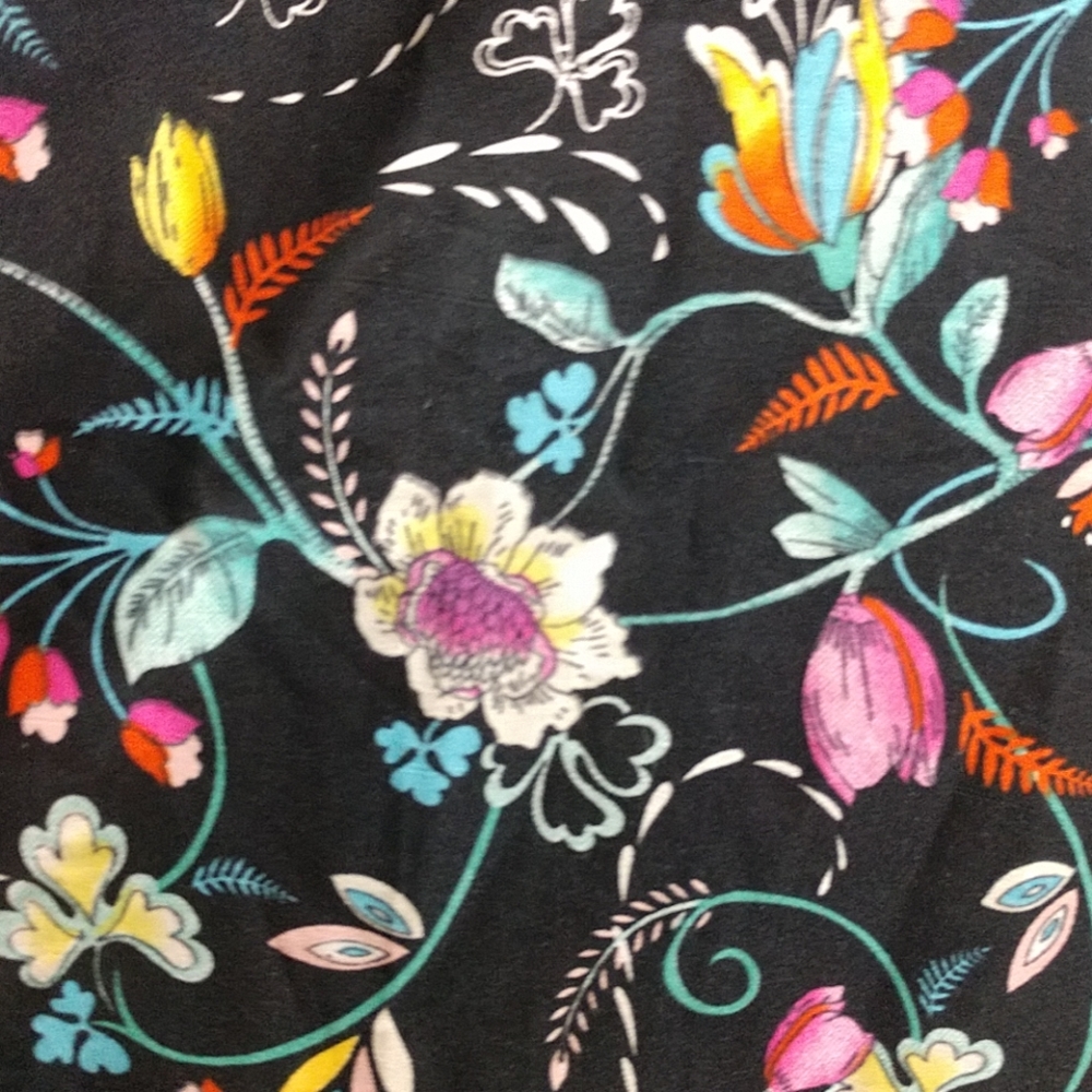 Skirt: NEW Black Floral Circle Skirt with Tie - Picture 2 of 3